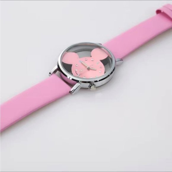 Minnie Mouse Watch Clear Face Quartz Adjustable Band Barbie Pink One Size - Picture 5 of 15